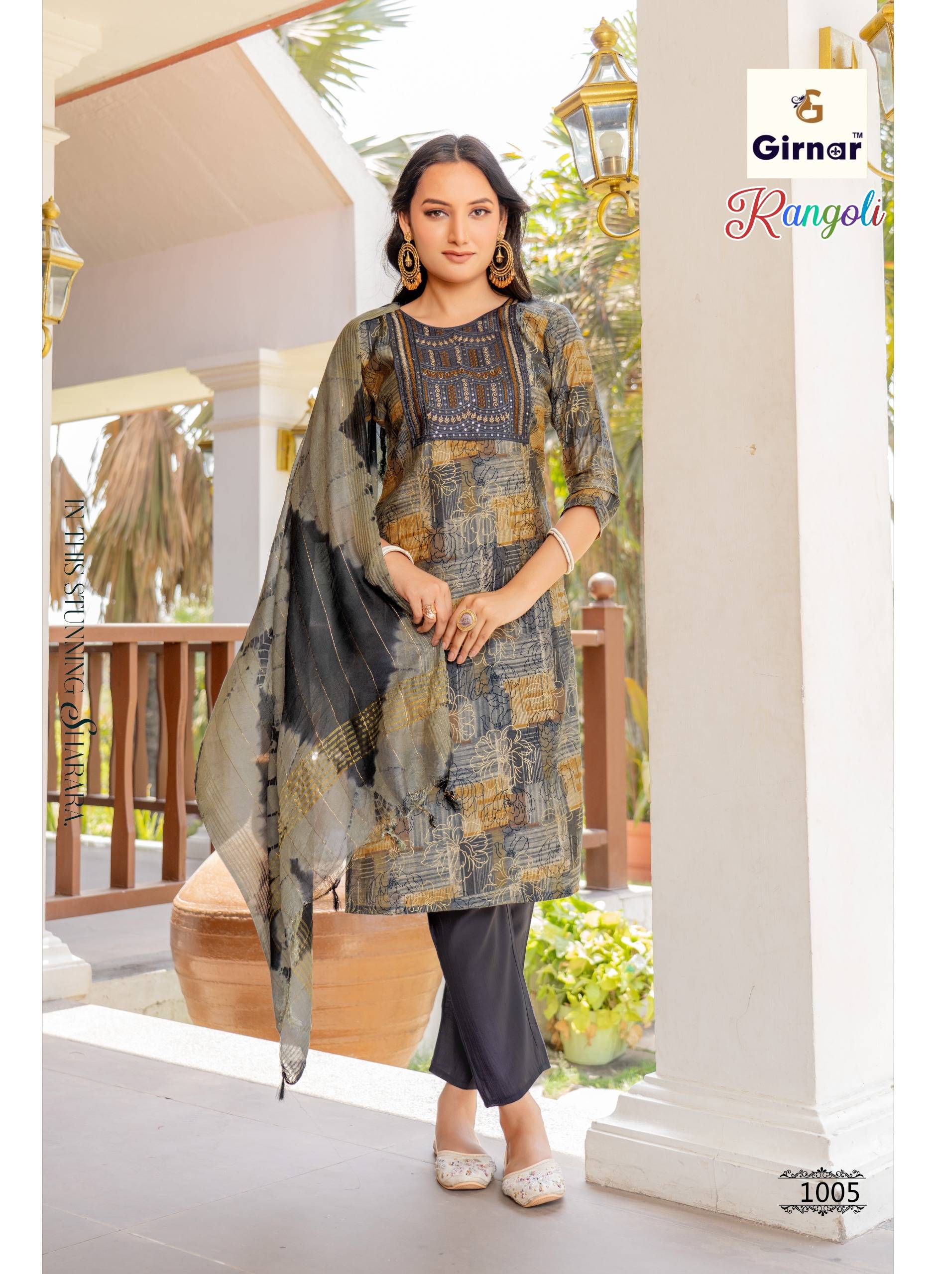 RANGOLI VOL 1 By Girnar 1001 To 1008 Series Beautiful Festive Suits Colourful Premium VERTICAN FOIL PRINT Stitched dresses At Wholesale Price